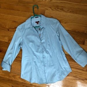 Stretch cotton Sateen light blue shirt Talbots